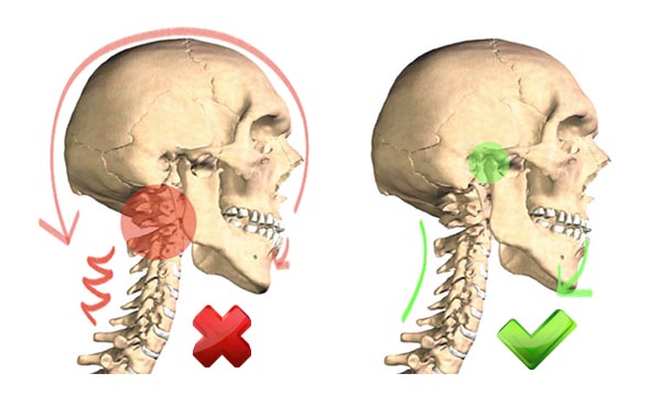 Állkapocs mozgása: nyak izmokat feszítve és szabadon hagyva (2 kép)